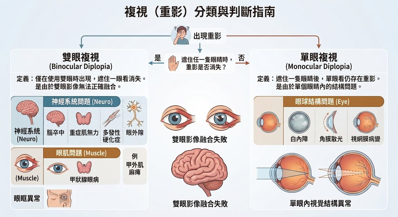 單眼複視與雙眼複視分別